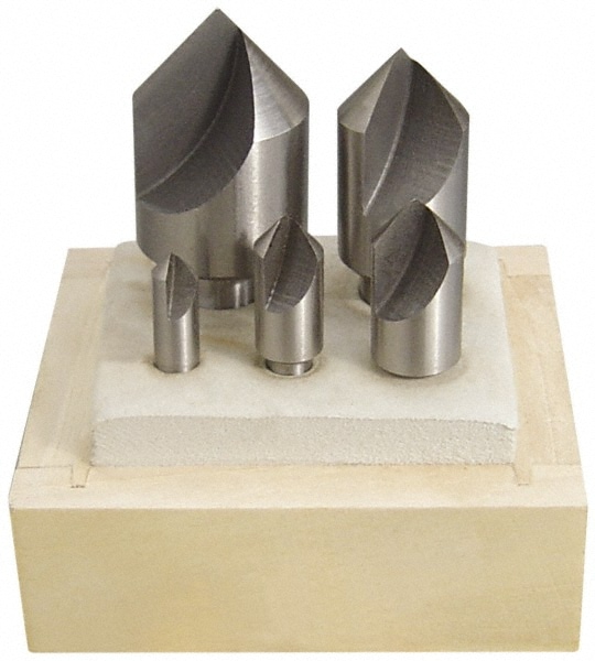 Keo 53026 Countersink Set: 5 Pc, 1/4 to 1" Head Dia, 1 Flute, 60 ° Included Angle Image