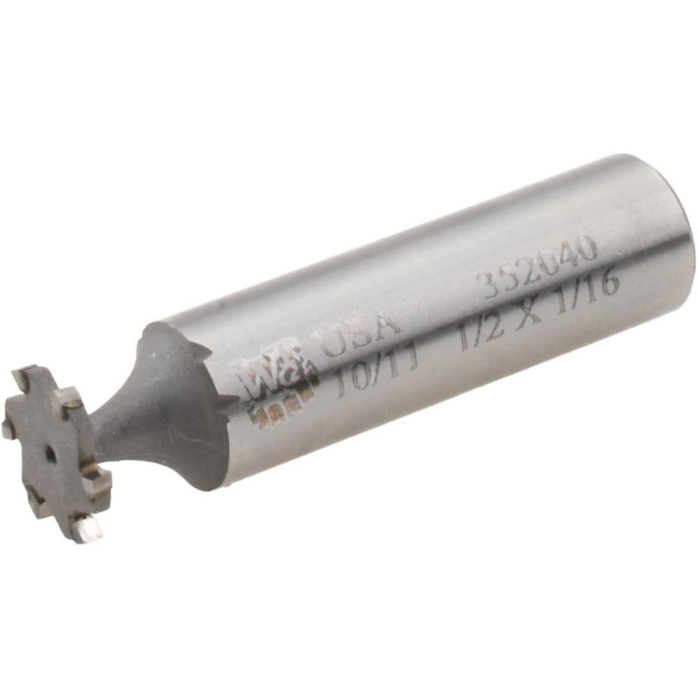 Woodruff Keyseat Cutter: 0.5" Cut Dia, 0.0625" Cut Width, 1/2" Shank Dia, Staggered Tooth