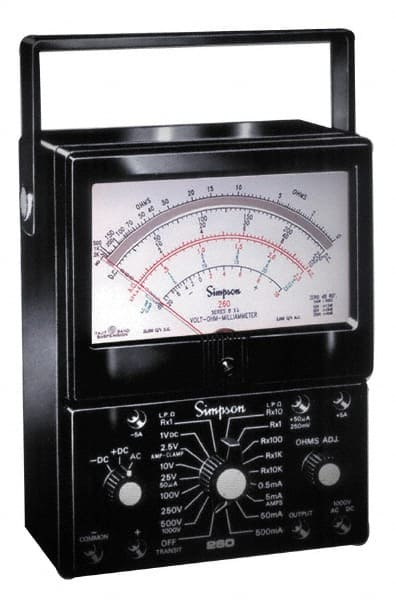 Simpson Electric 12206 Analog & Manual Ranging Multimeter: 1,000 VAC/VDC 