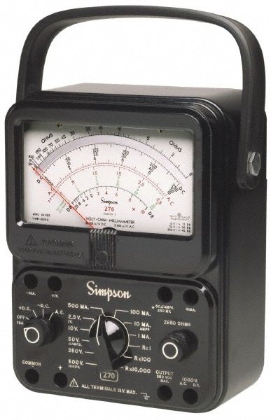 Analog & Manual Ranging Multimeter: 1,000 VAC/VDC