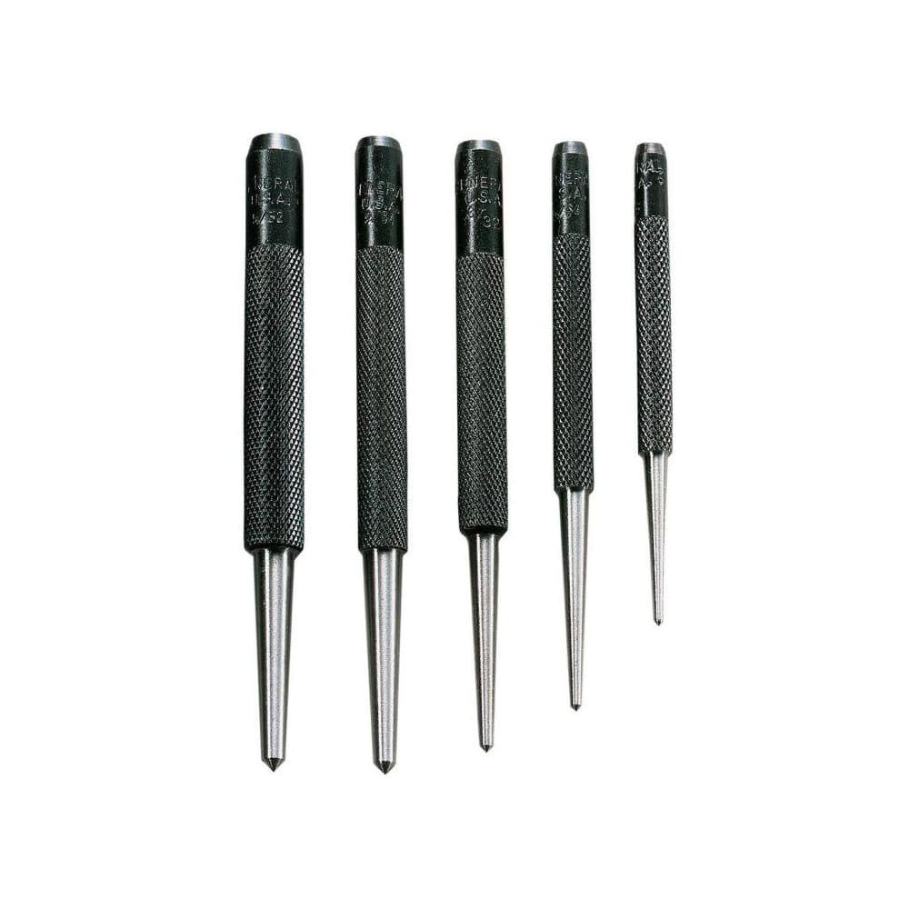 Center Punch Set: 5 Pc, 0.0625 to 0.1563"