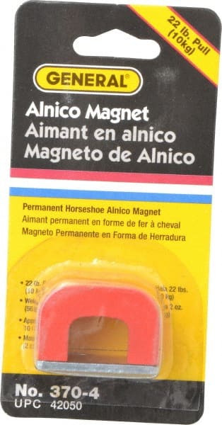 General 370-4 1 Hole, 3/16" Hole Diam, 1-1/2" Overall Width, 1" Deep, 1" High, 22 Lb Average Pull Force, Alnico Power Magnets 