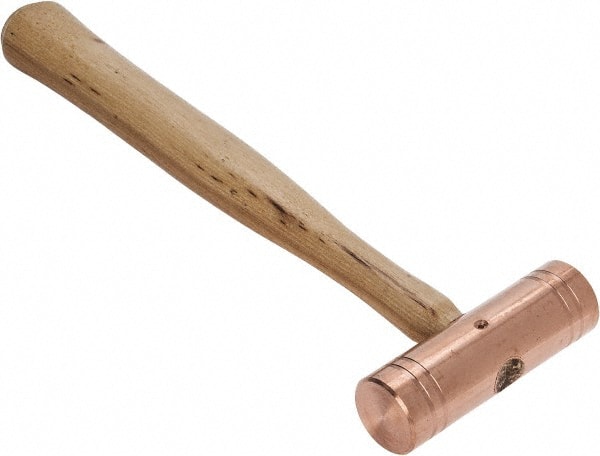 Non-Marring Hammer: 24 oz, 1-1/4" Face Dia, Copper Head