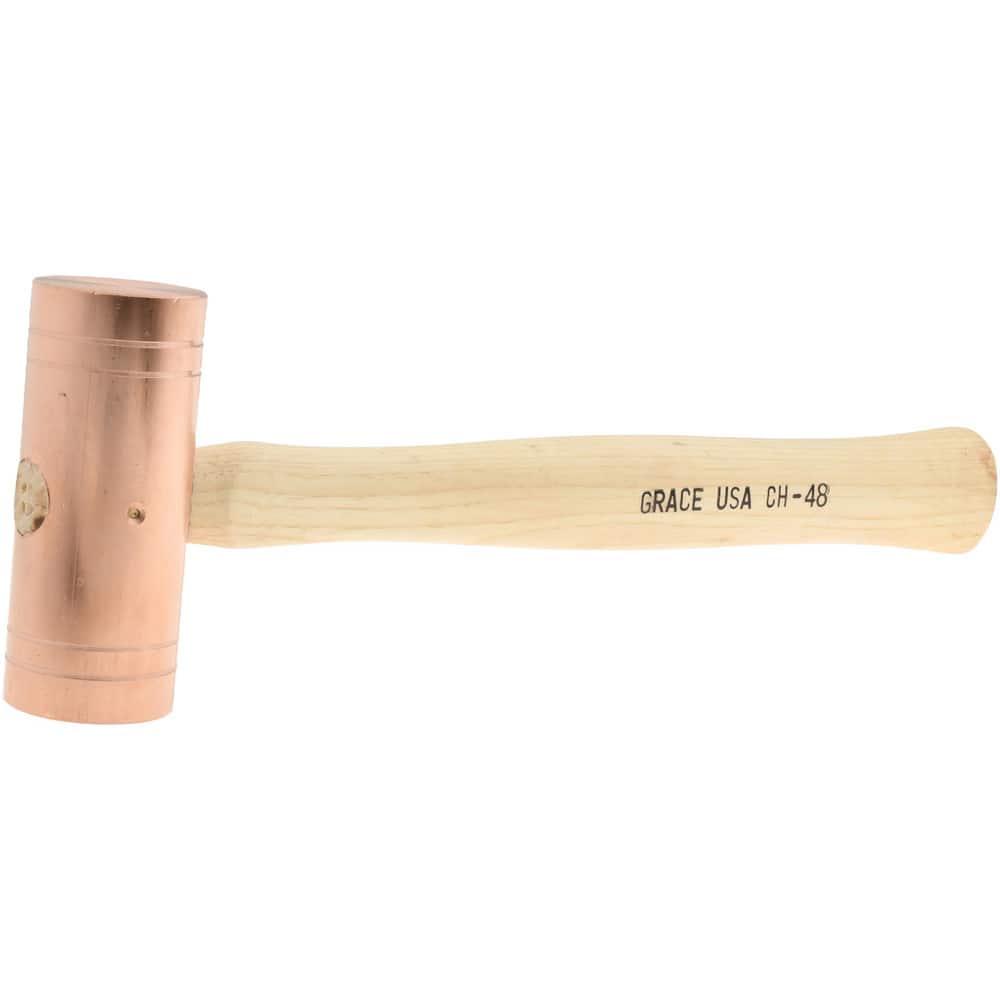Non-Marring Hammer: 3 lb, 1-3/4" Face Dia, Copper Head
