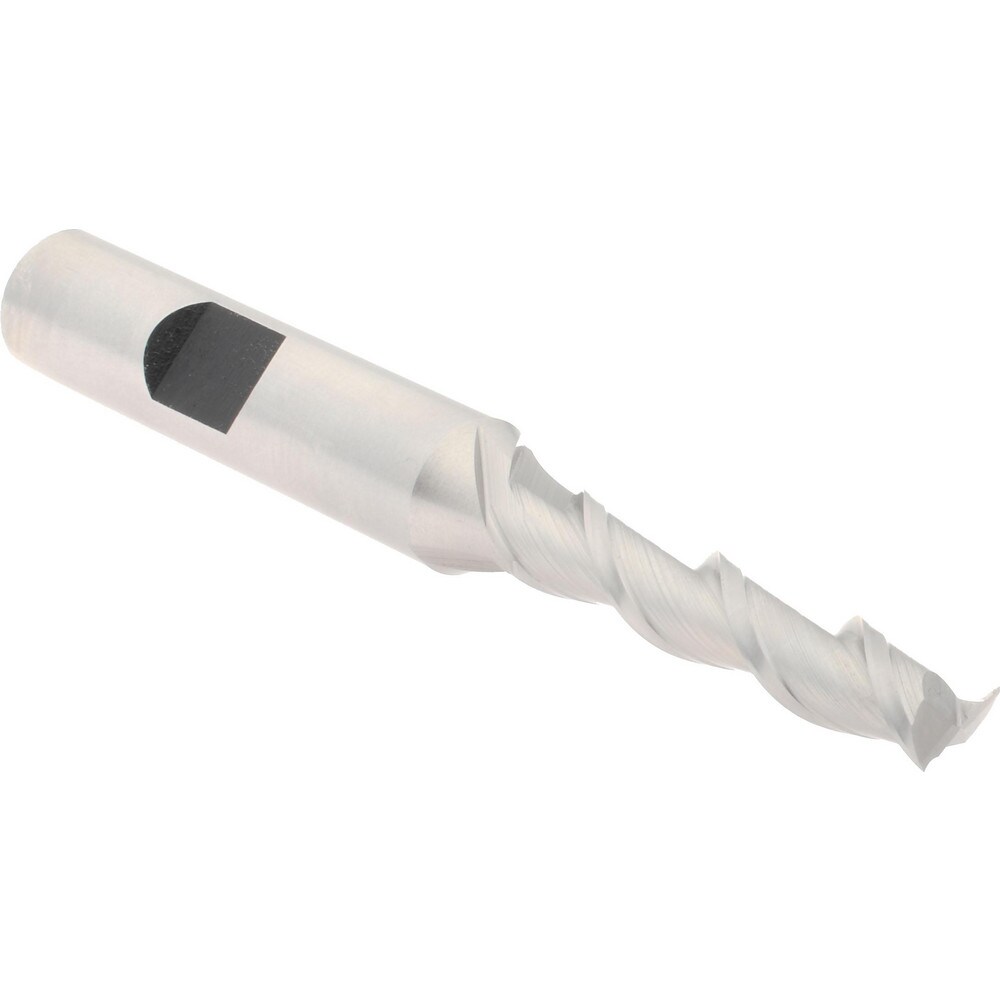 Square End Mill: 1/4'' Dia, 1-1/4'' LOC, 3/8'' Shank Dia, 3-1/16'' OAL, 2 Flutes, High Speed Steel