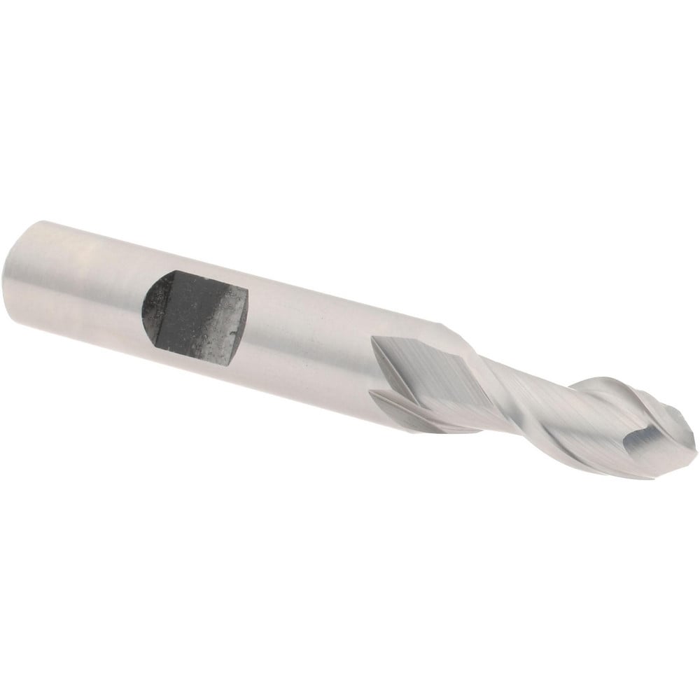 Ball End Mill: 0.3125" Dia, 0.75" LOC, 2 Flute, High Speed Steel