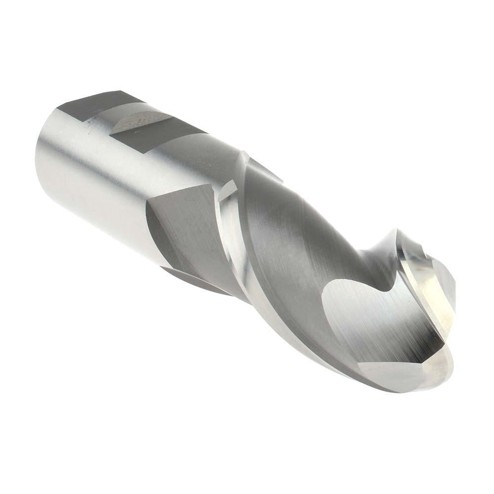 Ball End Mill: 1" Dia, 2" LOC, 2 Flute, High Speed Steel
