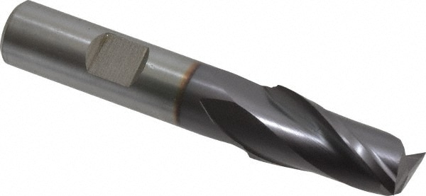 Hertel E7030036 Square End Mill: 9/16 Dia, 1-1/8 LOC, 1/2 Shank Dia, 3-1/8 OAL, 2 Flutes, Cobalt Image