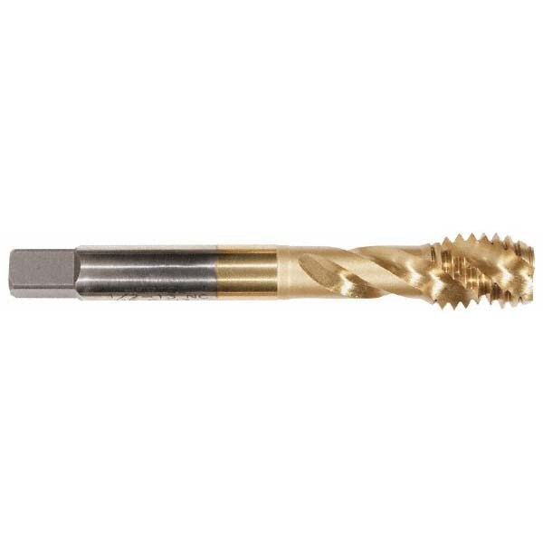 Spiral Flute Tap: #10-24, UNC, 3 Flute, Modified Bottoming, 2B & 3B Class of Fit, Powdered Metal, TICN Finish
