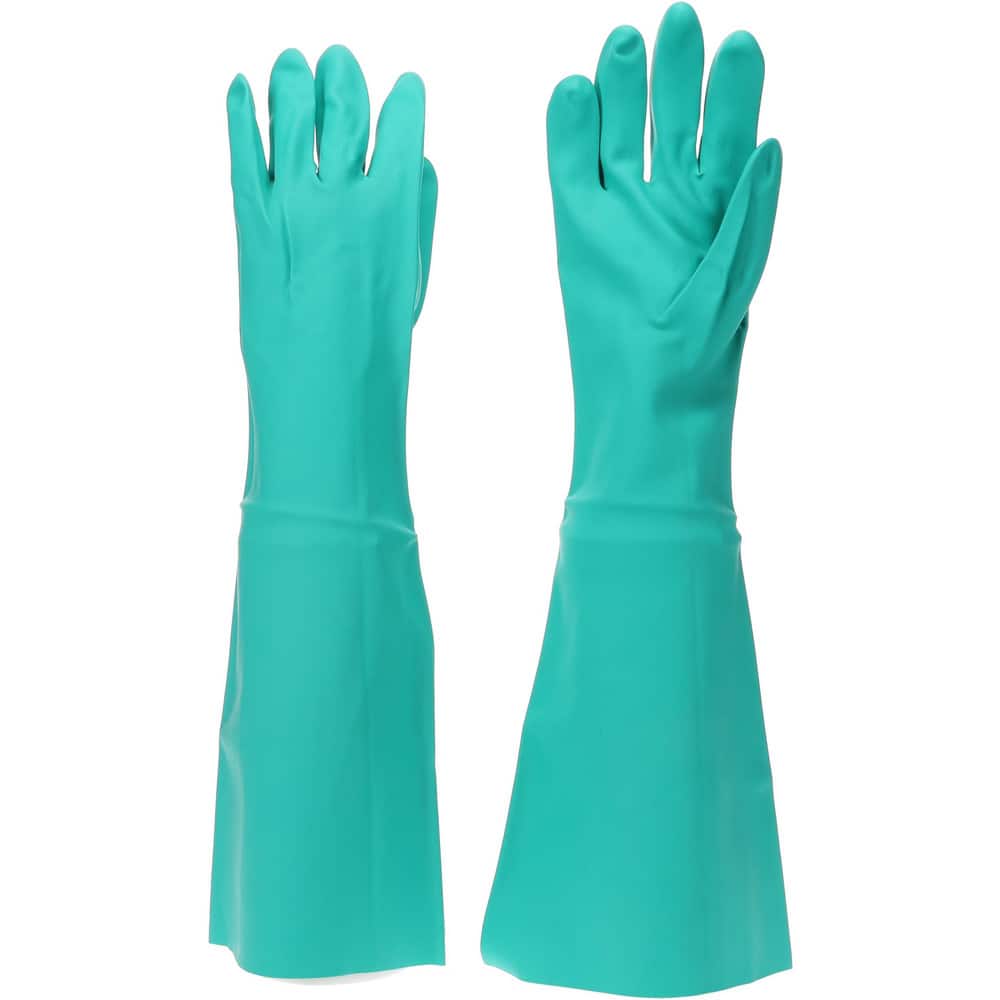 Chemical Resistant Gloves: Large, 22 mil Thick, Nitrile, Unsupported
