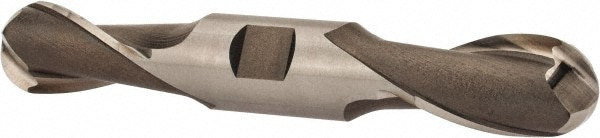 Ball End Mill: 1" Dia, 1.625" LOC, 2 Flute, High Speed Steel