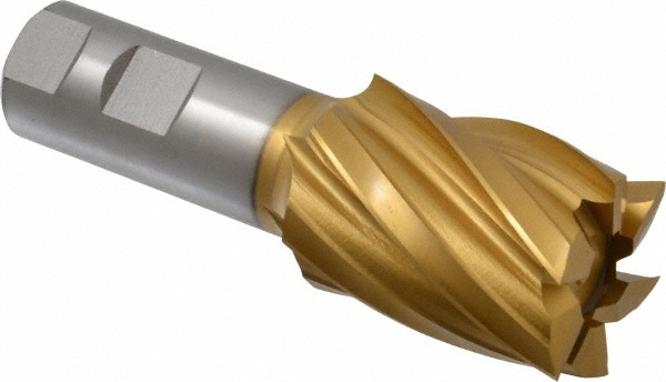 Hertel E8032902 Square End Mill: 1-1/2 Dia, 2 LOC, 1 Shank Dia, 4-1/2 OAL, 6 Flutes, High Speed Steel Image