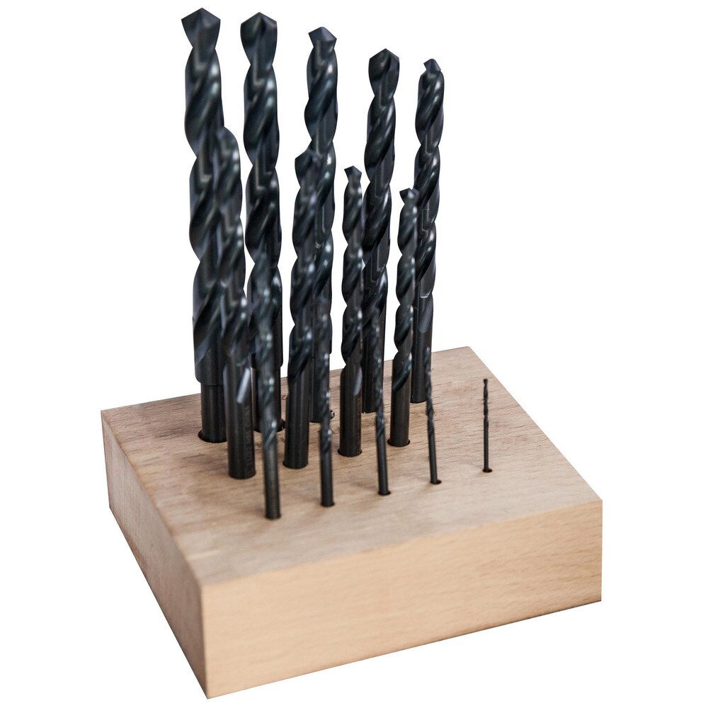 Drill Bit Set: Reduced Shank Drill Bits, 15 Pc, 118 °, High Speed Steel