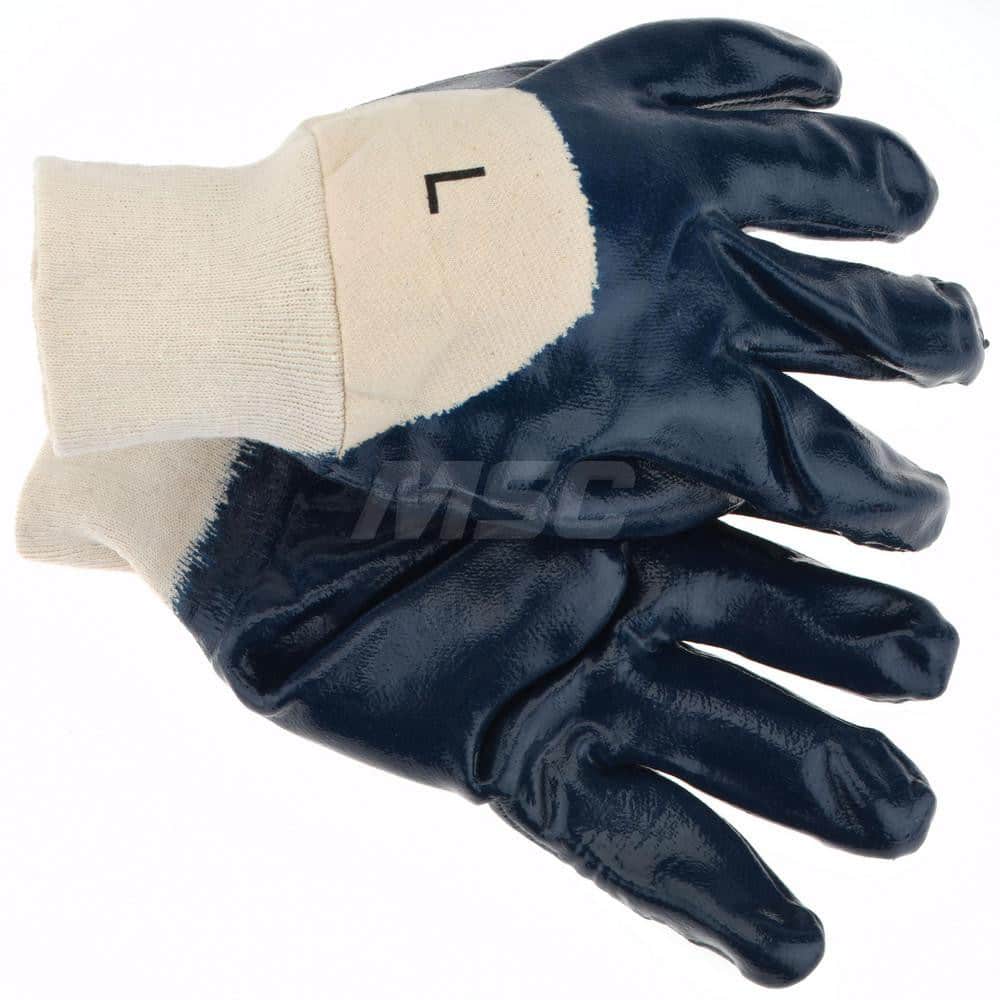 General Purpose Work Gloves: Large, Nitrile Coated, Jersey
