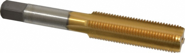 Straight Flute Tap: 1/2-20 UNF, 4 Flute, Bottoming Chamfer, 3B Class of Fit, High-Speed Steel, Titanium Nitride Finish - 1-21/32" Thread Length, 3-3/8" OAL, Right Hand, H3, Series 1003TN