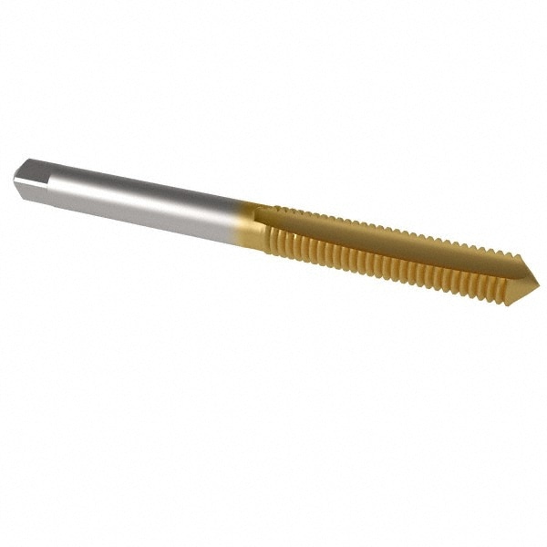 Spiral Point Tap: 1/4-20, UNC, 2 Flutes, Plug, 2B, High Speed Steel, TiN Finish
