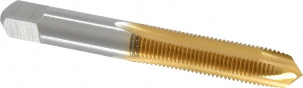 Spiral Point Tap: 3/8-24, UNF, 3 Flutes, Plug, 3B, High Speed Steel, TiN Finish