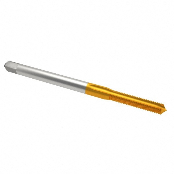 Spiral Point Tap: #4-40, UNC, 2 Flutes, Plug, 2B/3B, High Speed Steel, TiN Finish