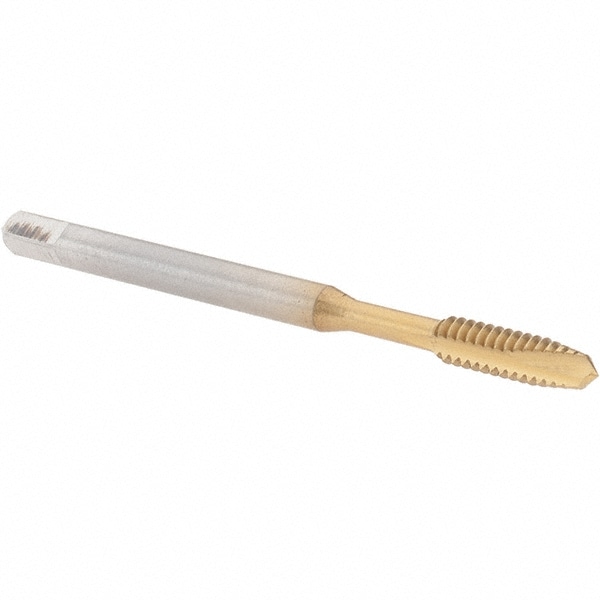 Spiral Point Tap: #6-32, UNC, 2 Flutes, Plug, 2B, High Speed Steel, TiN Finish