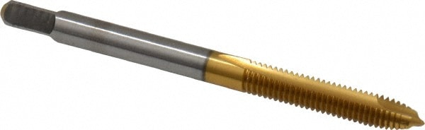 Spiral Point Tap: #8-36, UNF, 2 Flutes, Plug, 2B/3B, High Speed Steel, TiN Finish