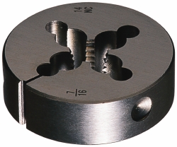 Round Die: 5/16-24, 1-1/2" OD, Carbon Steel - Adjustable, Right Hand Thread, Series 0610