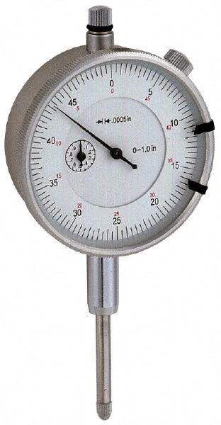 Dial Drop Indicator: 0-50 Dial Reading, 0.0005" Graduation, 3/8" Dial Dia