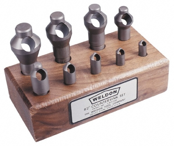 Countersink Set: 9 Pc, 5/8 to 1-9/16" Head Dia, 82 ° Included Angle