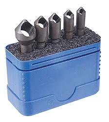 Weldon 99046-94-W-SET Countersink Set: 5 Pc, 17/64 to 9/16" Head Dia, 1 Flute, 82 ° Included Angle 