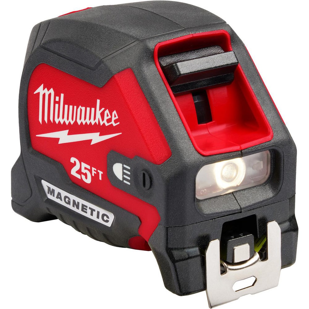 Milwaukee Tool 48-22-0428 Tape Measures; Length Ft.: 25.000 ; Graduation (Inch): 1/16 ; Standout Length (Feet): 15.00 ; Case Type: Closed ; Rewind Type: Automatic ; Case Material: ABS Plastic 