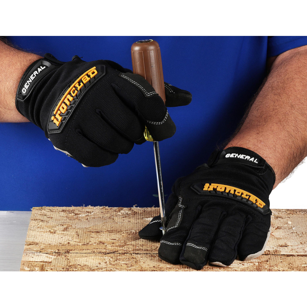 Ironclad HUG Heavy Utility Work Gloves - High Abrasion Resistance, Machine Washable (Large)
