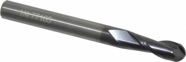 OSG 402-2500-BN11 Ball End Mill: 0.25" Dia, 0.75" LOC, 2 Flute, Solid Carbide Image