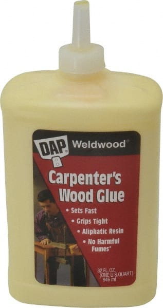 Dap | Weldwood Wood Glue: 32 oz Bottle, Yellow - 5 to 7 Min Working Time, 72 HR Full Cure Time | Part #7079800492
