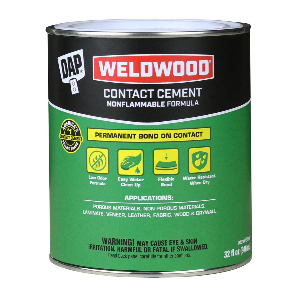 DAP | Weldwood® 32 fl oz Can Polychloroprene Construction Adhesive - 2-1/2 to 3 hr Working Time, 24 hr Full Cure Time, Indoor, Tan | Part #7079825332
