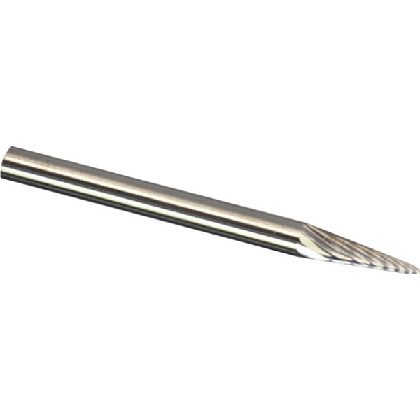 Abrasive Burr: SM-43MMDC, 3.00 mm Cut Dia, Pointed Cone, Double Cut - 3.00 mm Shank Dia, 16.00 mm LOC, 38 mm OAL