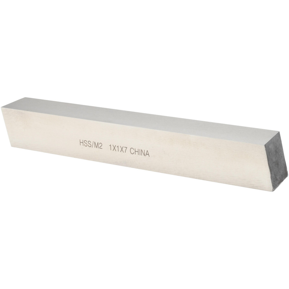 Tool Bit Blank: 1" Wide, 1" High, 7" Long, M2 High-Speed Steel, Square - Ground