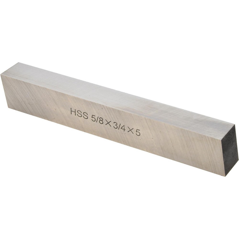 Tool Bit Blank: 5/8" Wide, 3/4" High, 5" OAL, M2 High Speed Steel, Rectangle