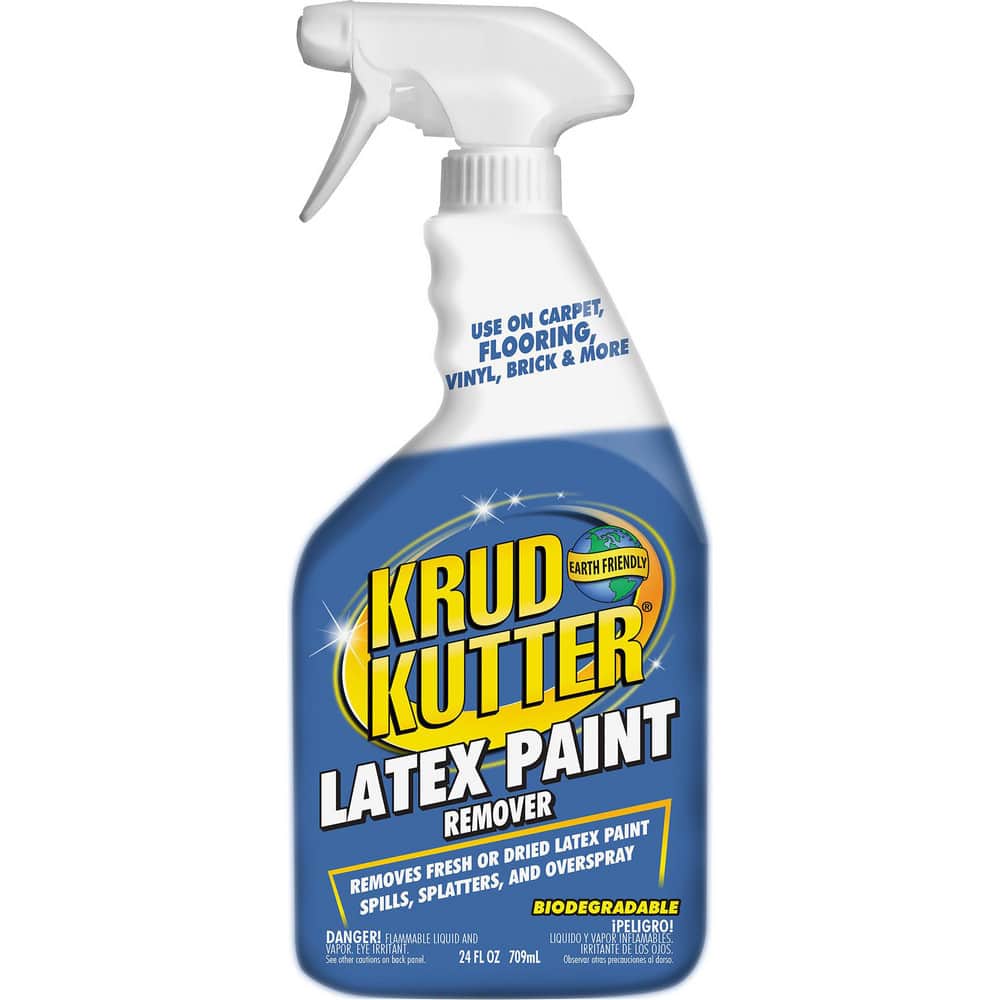Krud Kutter Latex Paint Remover removes fresh or dried latex paint from a variety of surfaces. Low VOC, biodegradable remover breaks down fully cured latex paint for easy removal or offers quick clean up for fresh paint spills or roller splatter. Colorles