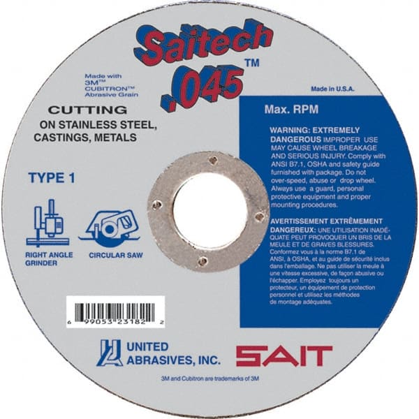 Sait Cutoff Wheel: Type 01/41, 4-1/2 Dia, 0.045
