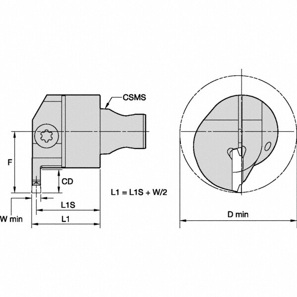 Kennametal - Size Km2520, 23.5mm Head Length, 22mm Ctr To Cutting Edge 