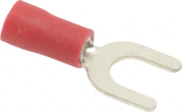 #10 Stud, 22 to 18 AWG Compatible, Partially Insulated, Crimp Connection, Standard Fork Terminal