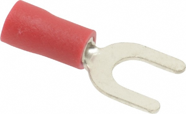 #10 Stud, 22 to 18 AWG Compatible, Partially Insulated, Crimp Connection, Standard Fork Terminal