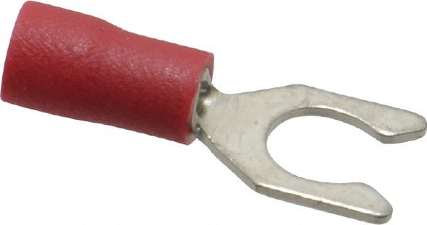 #10 Stud, 22 to 18 AWG Compatible, Partially Insulated, Crimp Connection, Locking Fork Terminal