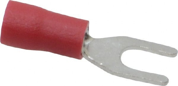 #6 Stud, 22 to 18 AWG Compatible, Partially Insulated, Crimp Connection, Standard Fork Terminal