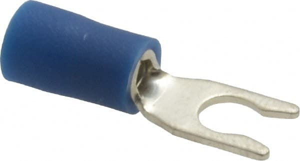 #6 Stud, 16 to 14 AWG Compatible, Partially Insulated, Crimp Connection, Locking Fork Terminal