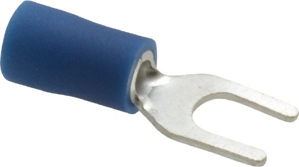#8 Stud, 16 to 14 AWG Compatible, Partially Insulated, Crimp Connection, Standard Fork Terminal