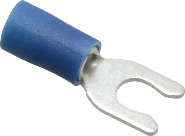 #8 Stud, 16 to 14 AWG Compatible, Partially Insulated, Crimp Connection, Locking Fork Terminal