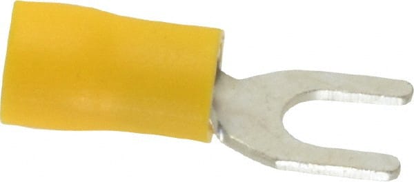 #10 Stud, 12 to 10 AWG Compatible, Partially Insulated, Crimp Connection, Standard Fork Terminal