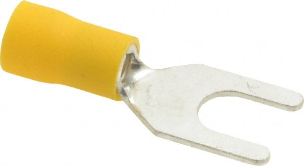 1/4" Stud, 12 to 10 AWG Compatible, Partially Insulated, Crimp Connection, Standard Fork Terminal