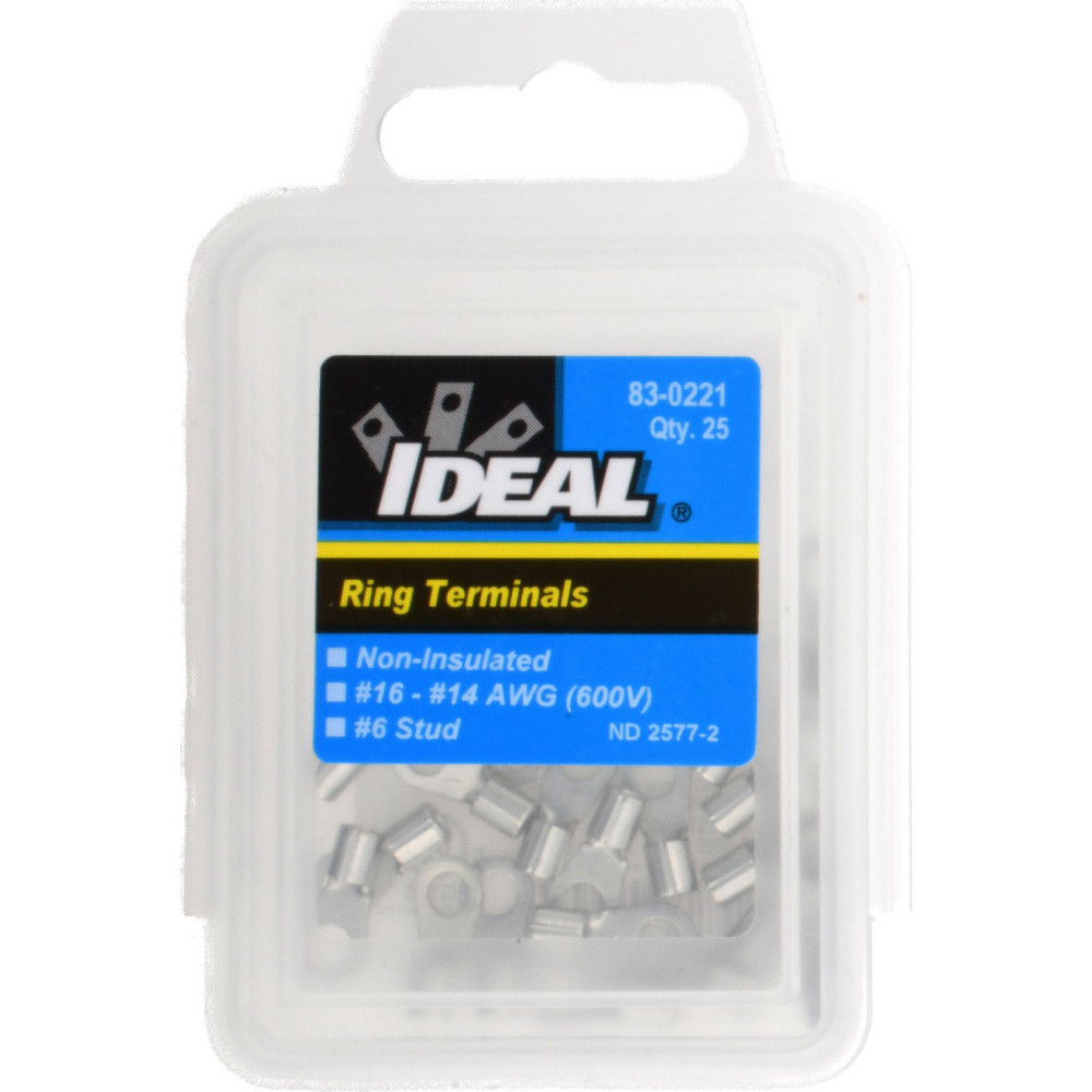 Circular Ring Terminal: Non-Insulated, 16 to 14 AWG, Crimp Connection