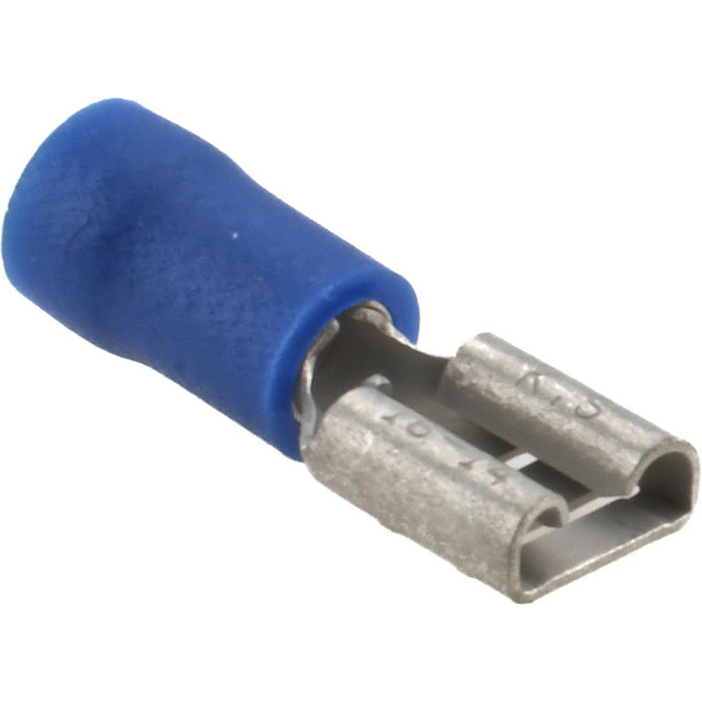 Wire Disconnect: Female, Blue, Vinyl, 16-14 AWG, 1/4" Tab Width